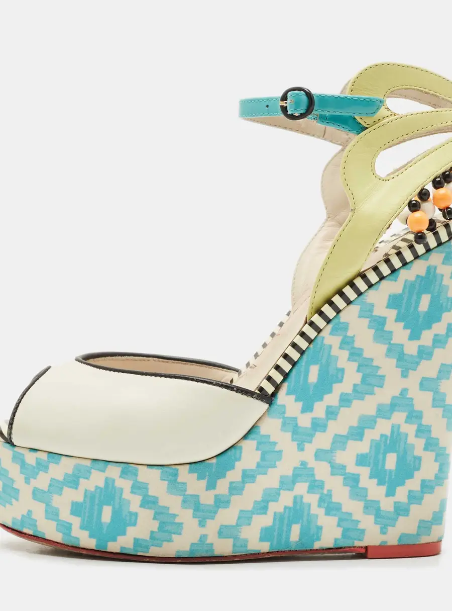 Sophia Webster Multicolor Leather Lucita Espadrille Wedge Sandals Size 35