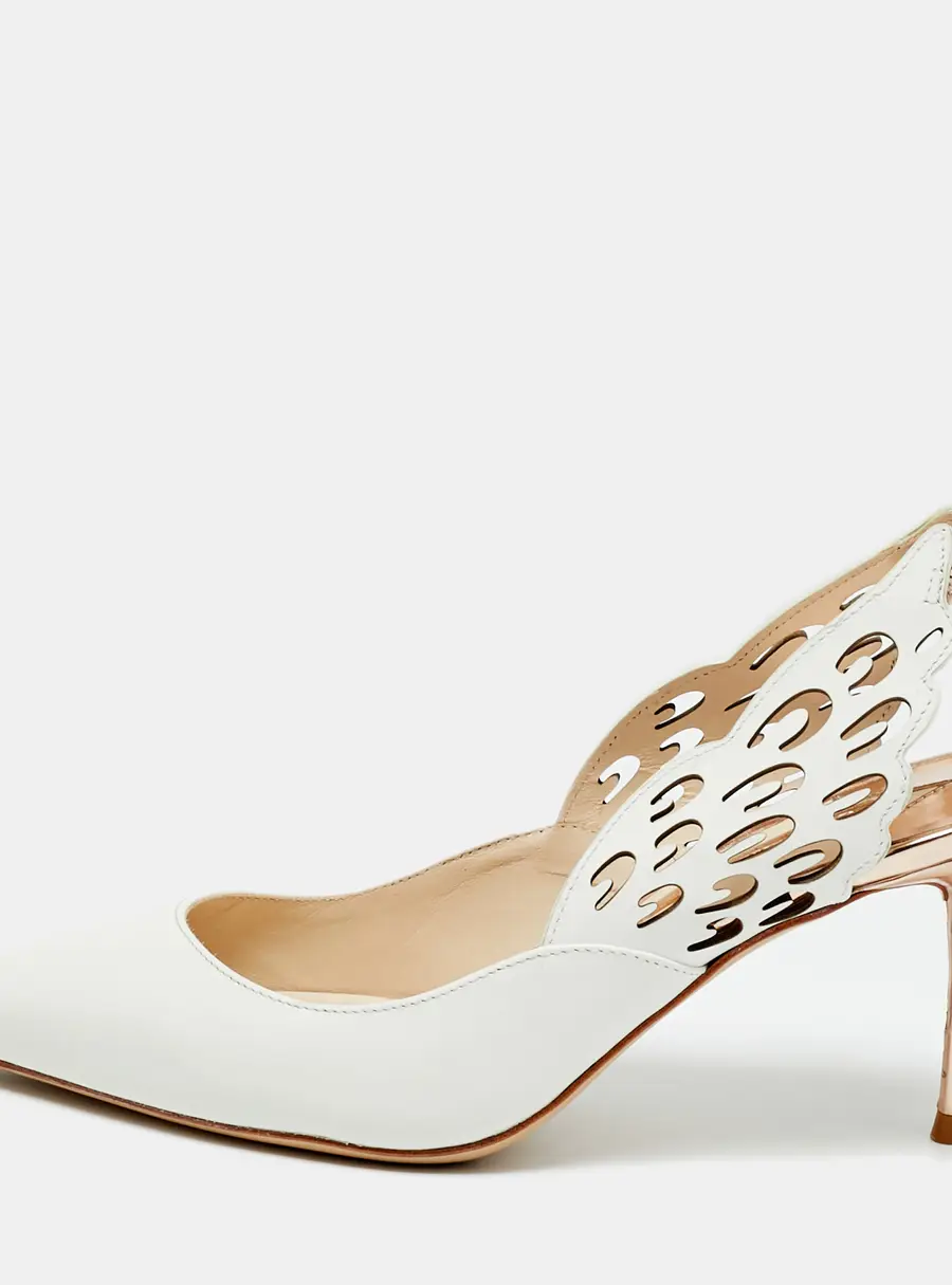 Sophia Webster White Leather Angelo Slingback Pumps Size 35.5
