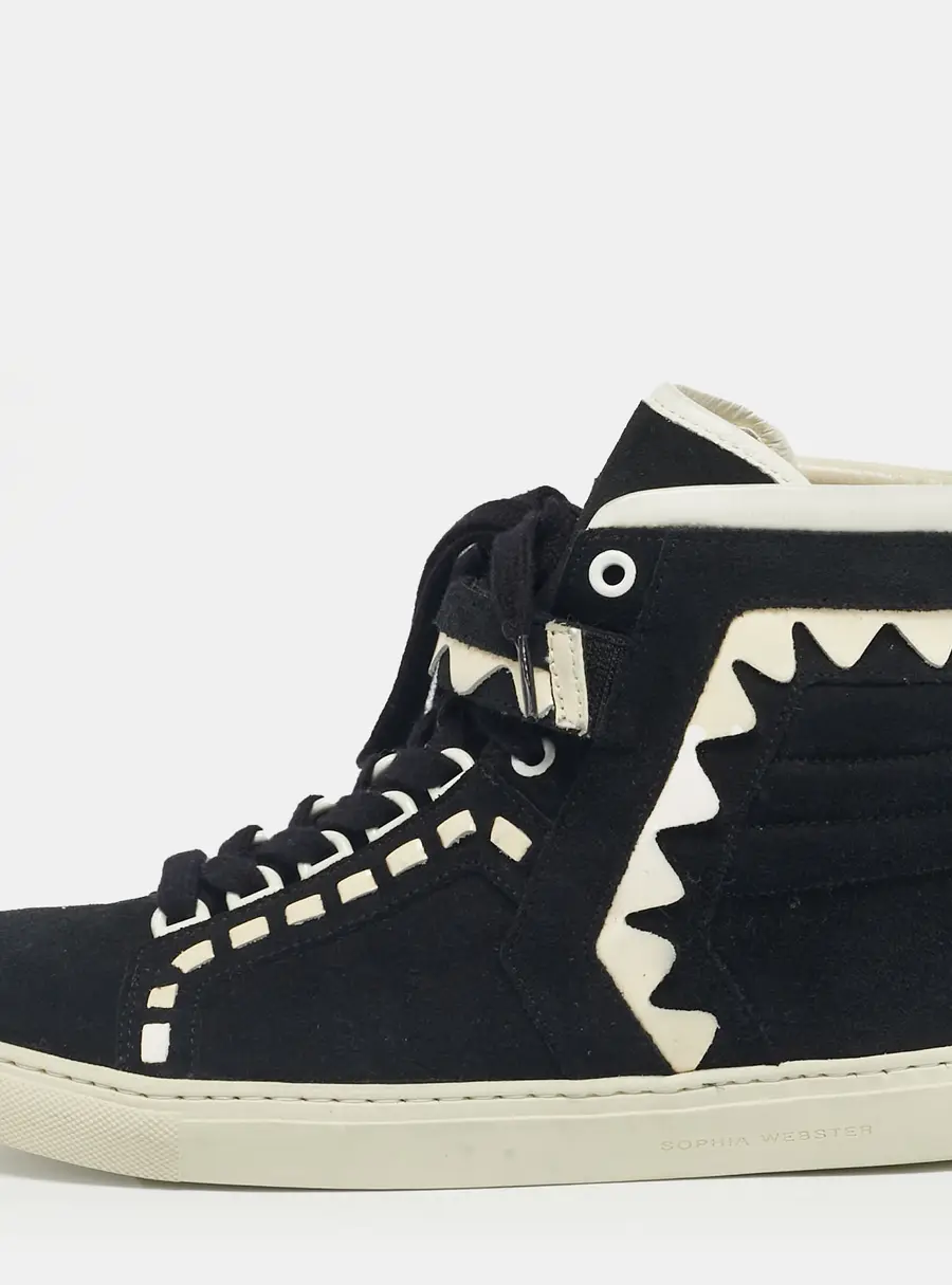 Sophia Webster Black/White Suede and Patent Leather Riko Sneakers Size 39.5