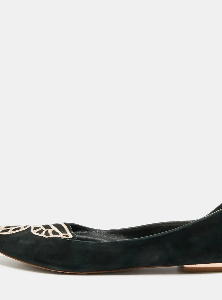 Sophia Webster Bibi Butterfly Size 40 Black Suede Smoking Slippers