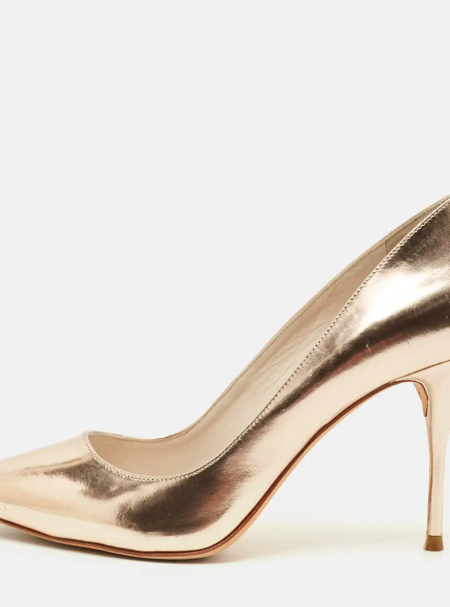 Sophia Webster Coco Flamingo Size 37.5 Metallic Rose Gold Leather Pointed Toe Pumps