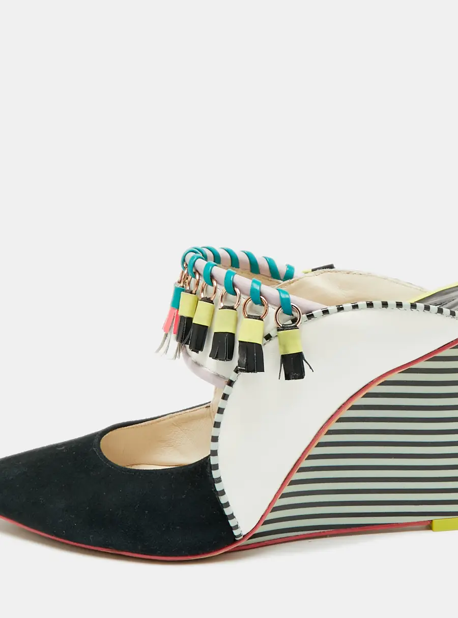 Sophia Webster Size 37 Multicolor Leather and Suede Mules
