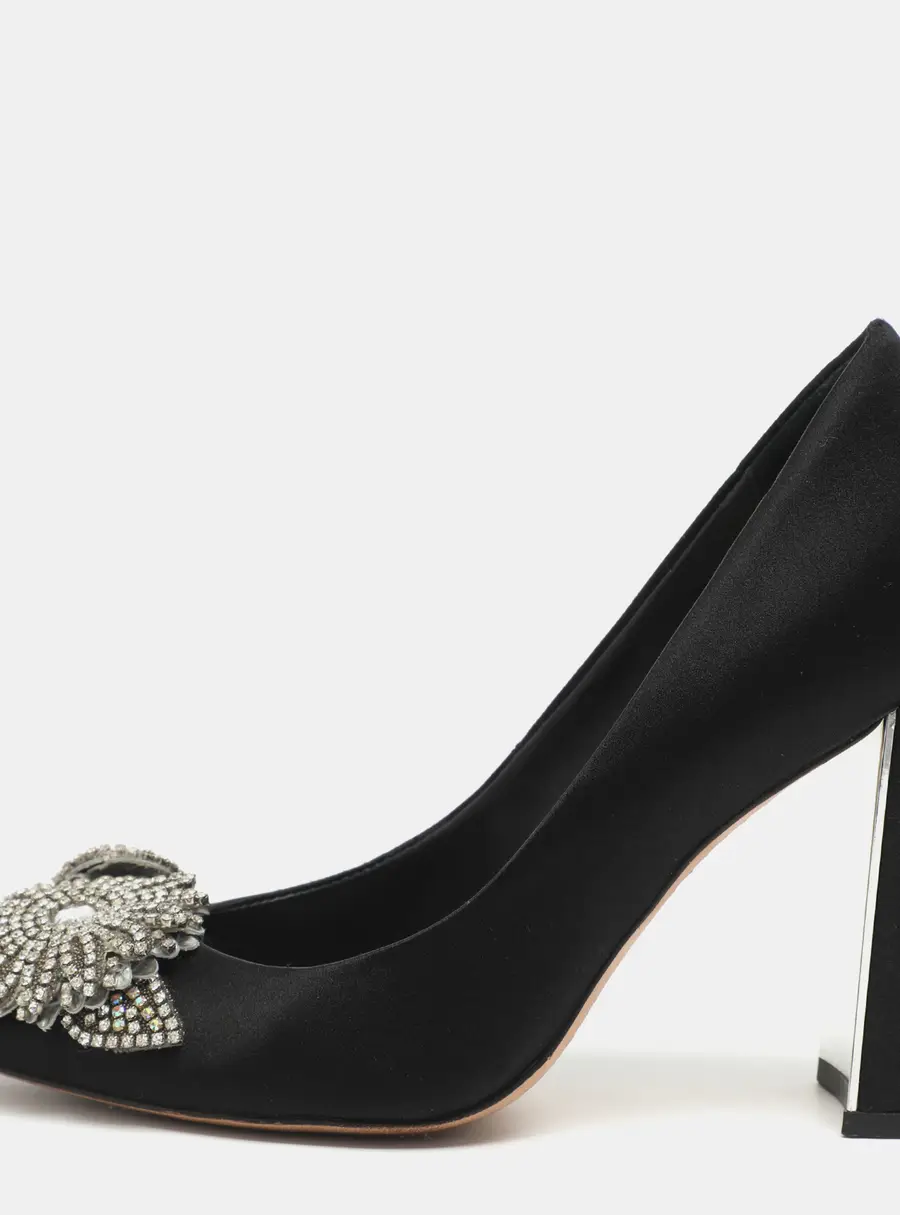 Sophia Webster Lilico Crystal Embellished Size 37 Black Satin Pumps