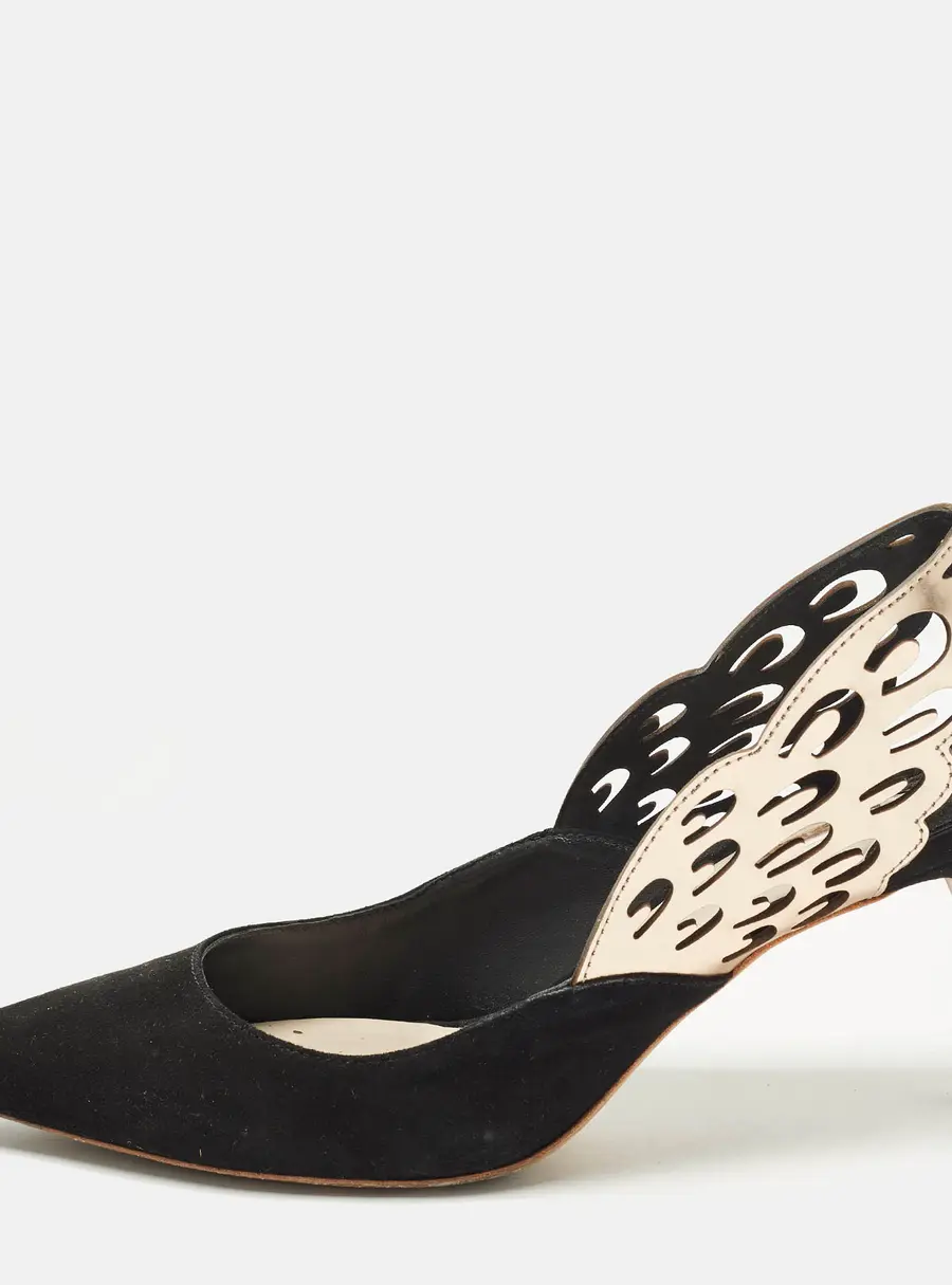 Sophia Webster  Size 39.5  Black/Metallic Bronze Suede And Leather Angelo Slingback Pumps