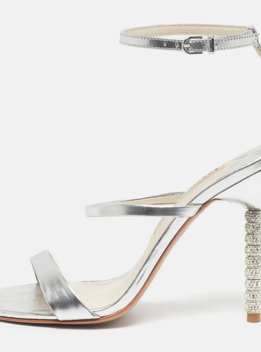 Sophia Webster Rosalind Crystal Size 39 Silver Leather Ankle Strap Sandals