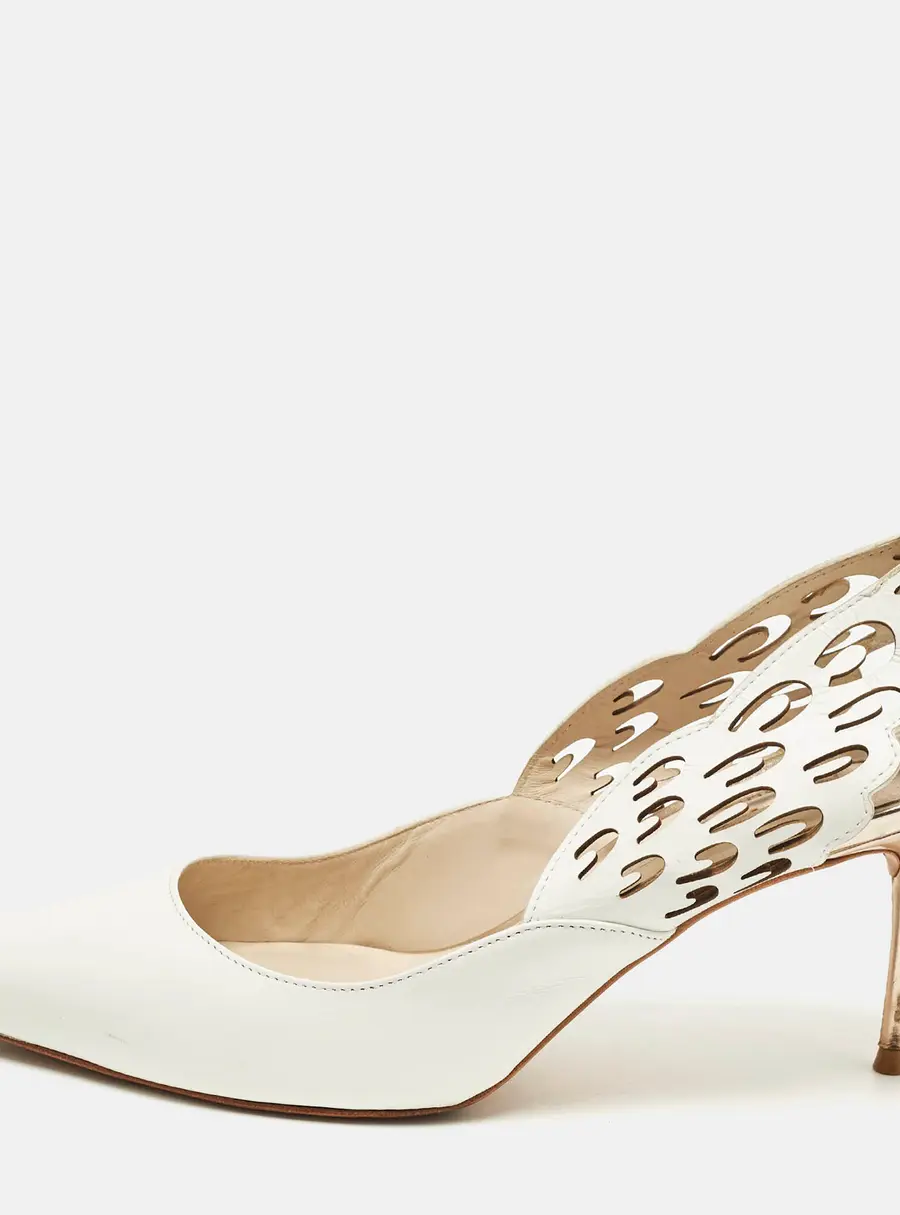 Sophia Webster Angelo Size 39.5 White/Rose Gold Leather Slingback Pumps