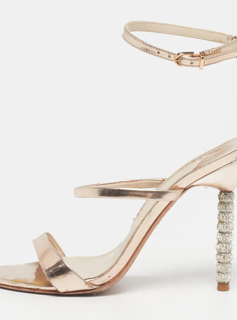 Sophia Webster Rosalind Crystal Size 37 Gold Leather Ankle Strap Sandals