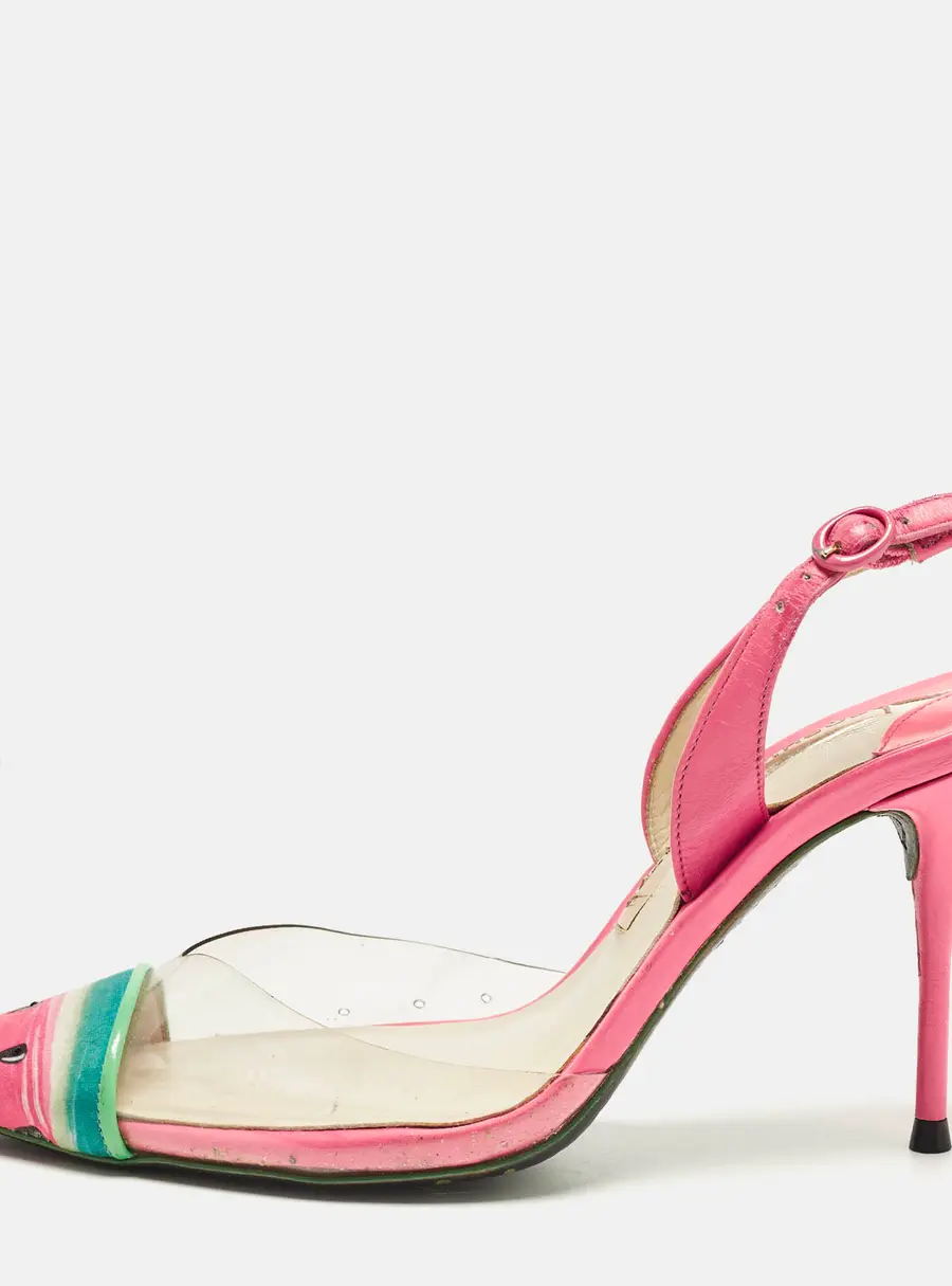 Sophia Webster Watermelon Size 36 Multicolor Fabric and PVC Slingback Pumps