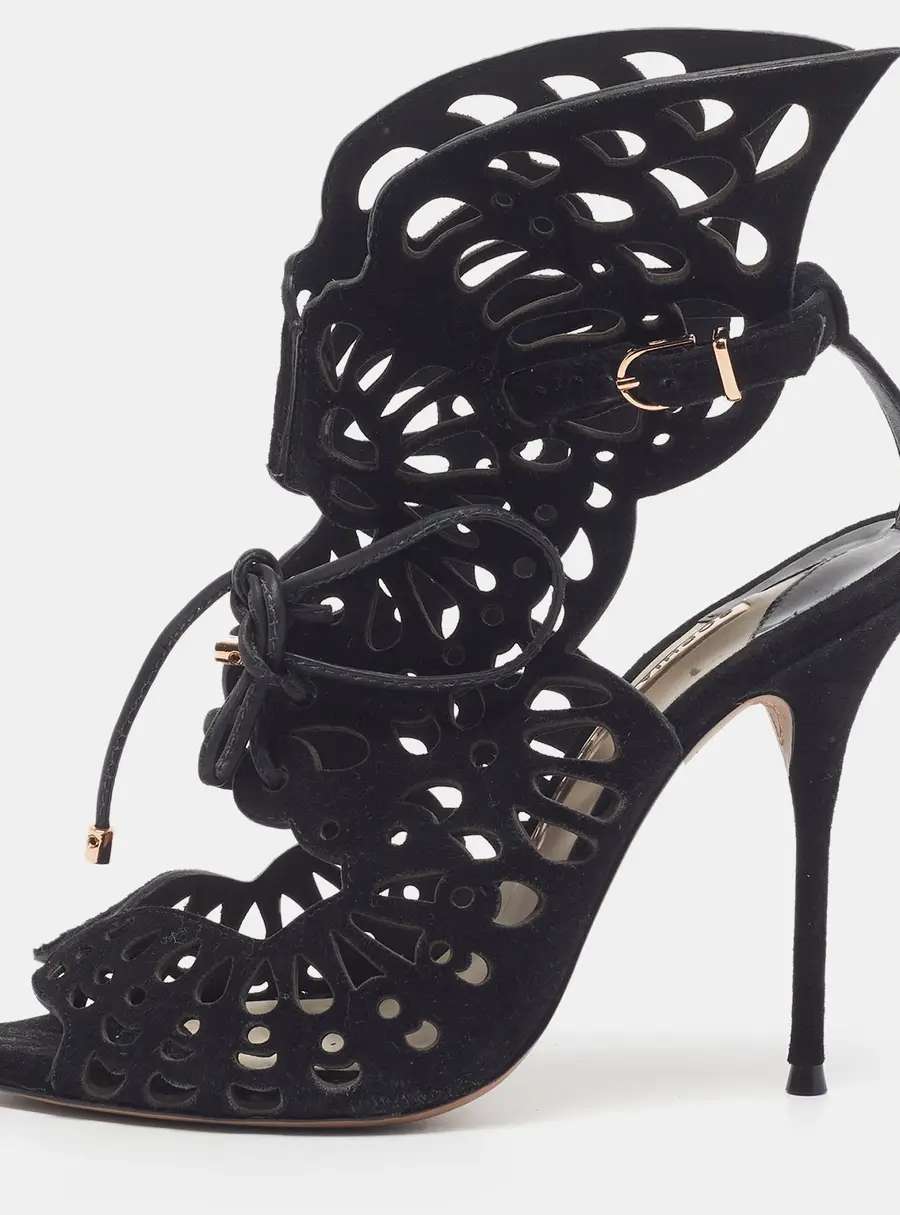 Sophia Webster Riko Size 37 Black Suede Ankle Strap Sandals