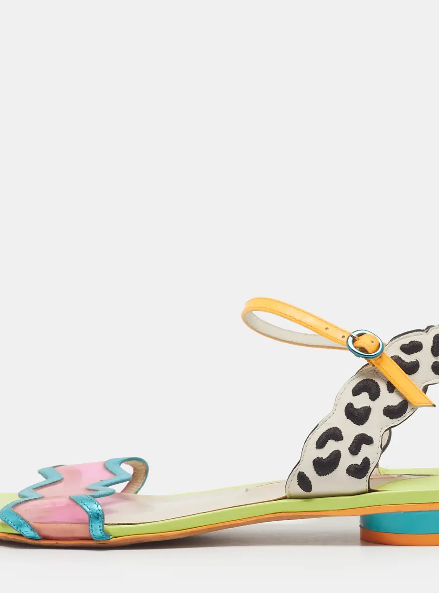 Sophia Webster Lilico Size 39 Multicolor Leather and PVC Flat Sandals