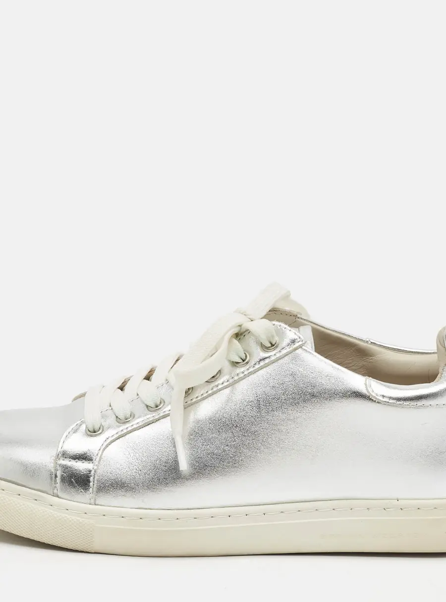 Sophia Webster Bibi Butterfly Size 36.5 Silver Leather Lace Up Sneakers