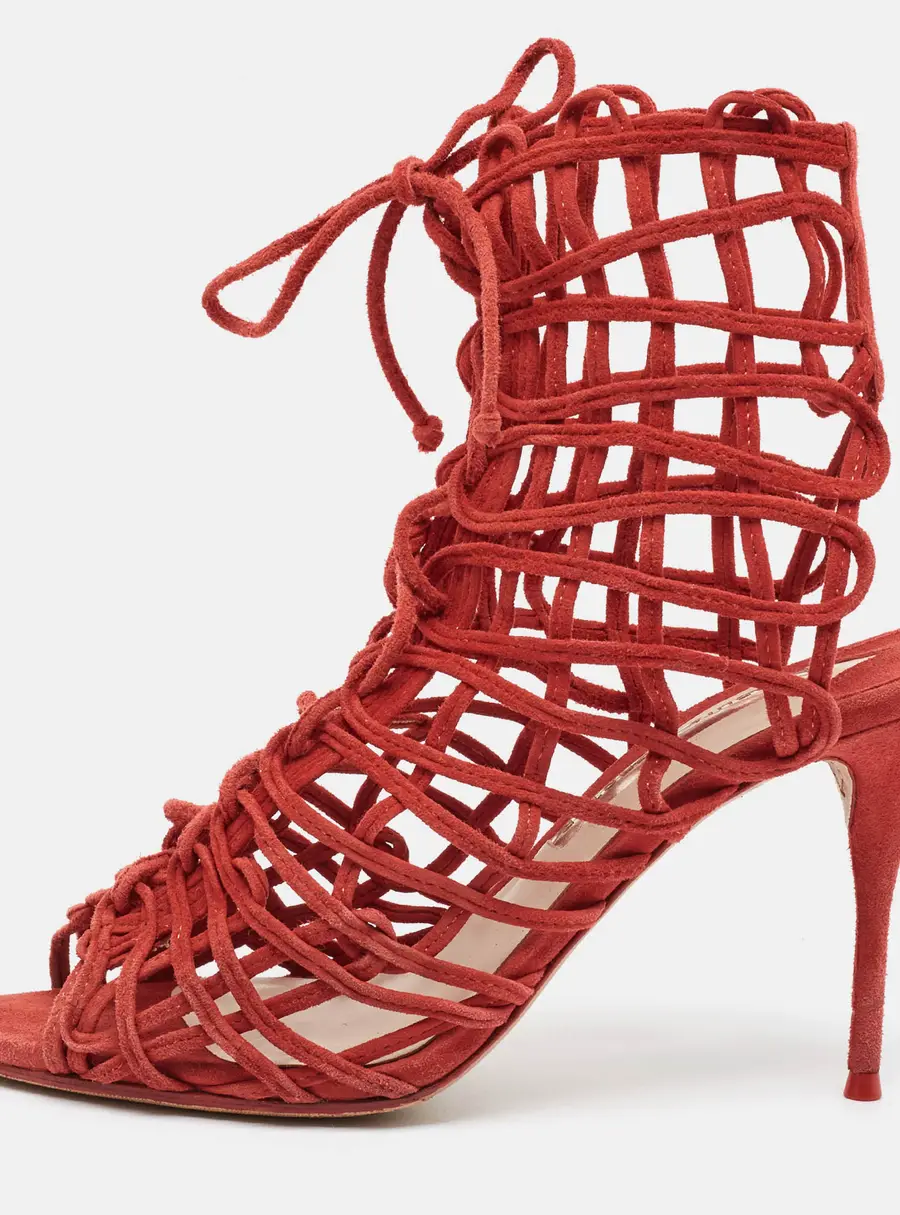 Sophia Webster Delphine Size 39.5 Red Suede Ankle Length Boots