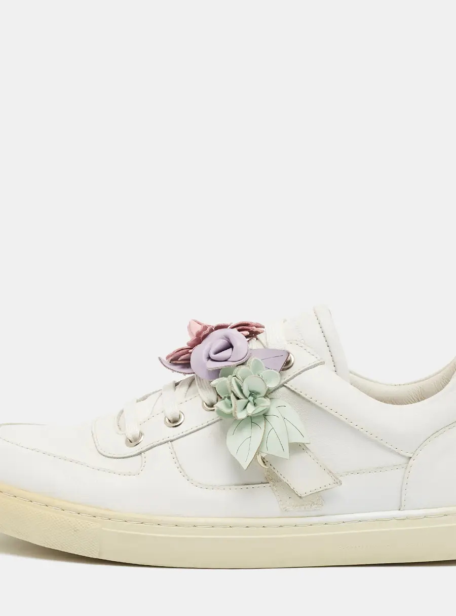 Sophia Webster Lilico Flower Size 42 White Leather Low Top Sneakers