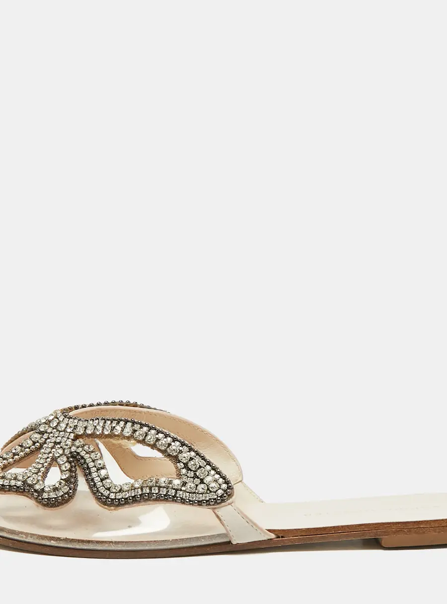 Sophia Webster Bibi Butterfly Size 39 Transparent PVC Crystal Embellished Flat Slide Sandals