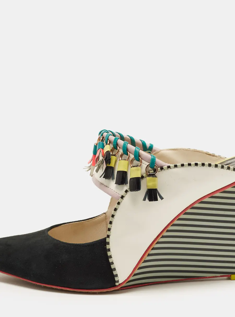 Sophia Webster Size 41 Multicolor Leather and Suede Wedge Sandals