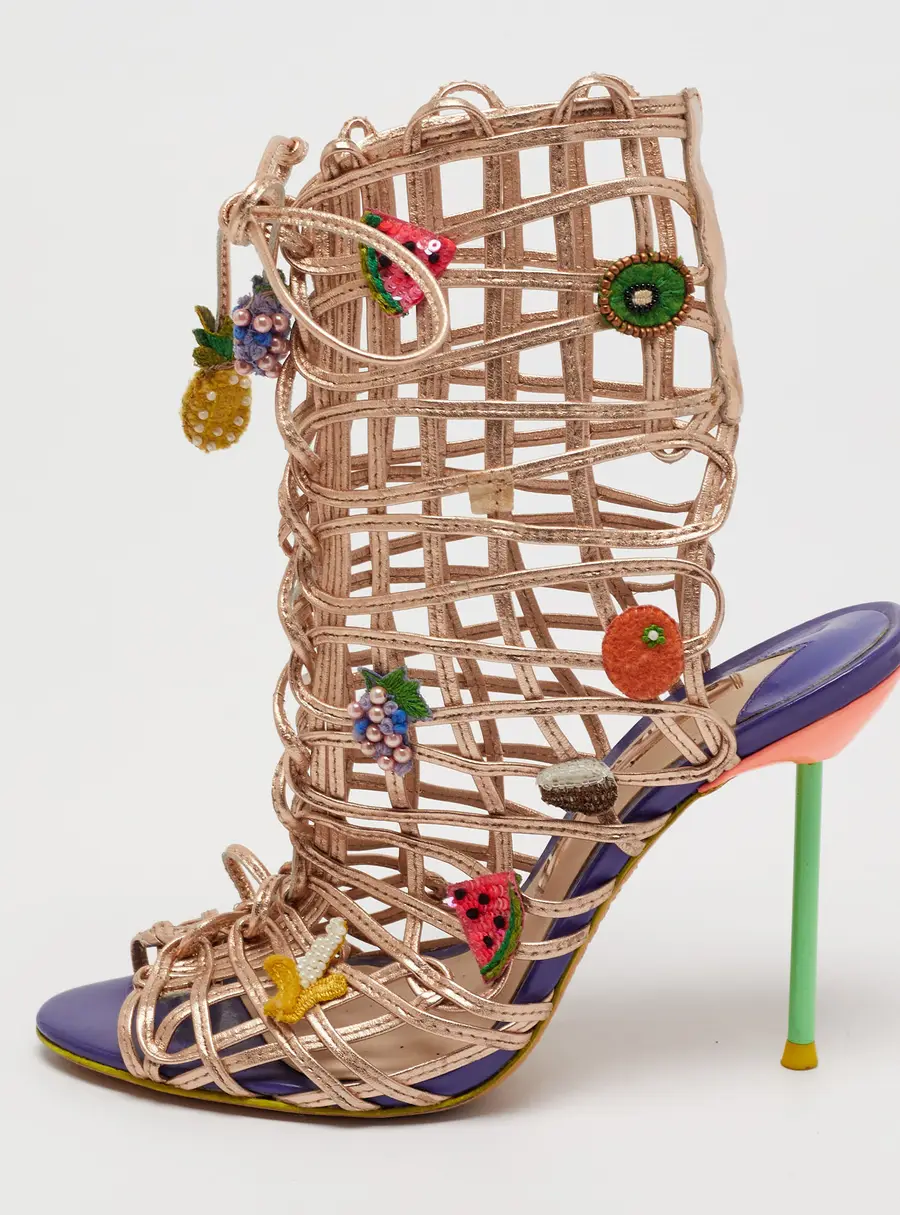 Sophia Webster Riko Size 36 Metallic Leather Ankle Strap Sandals