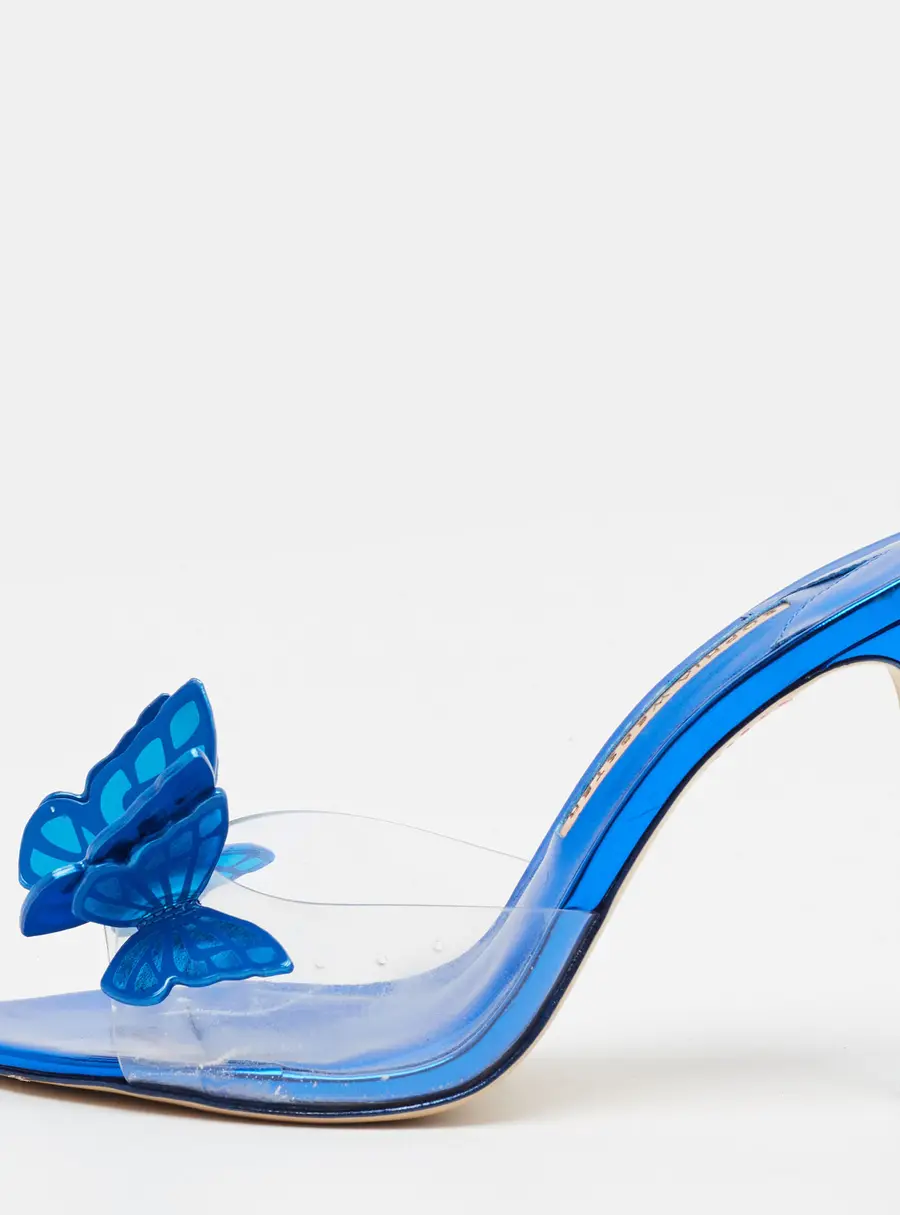 Sophia Webster Vanessa Size 40 Blue/Ttansperent Patent Leather and PVC Slide Sandals