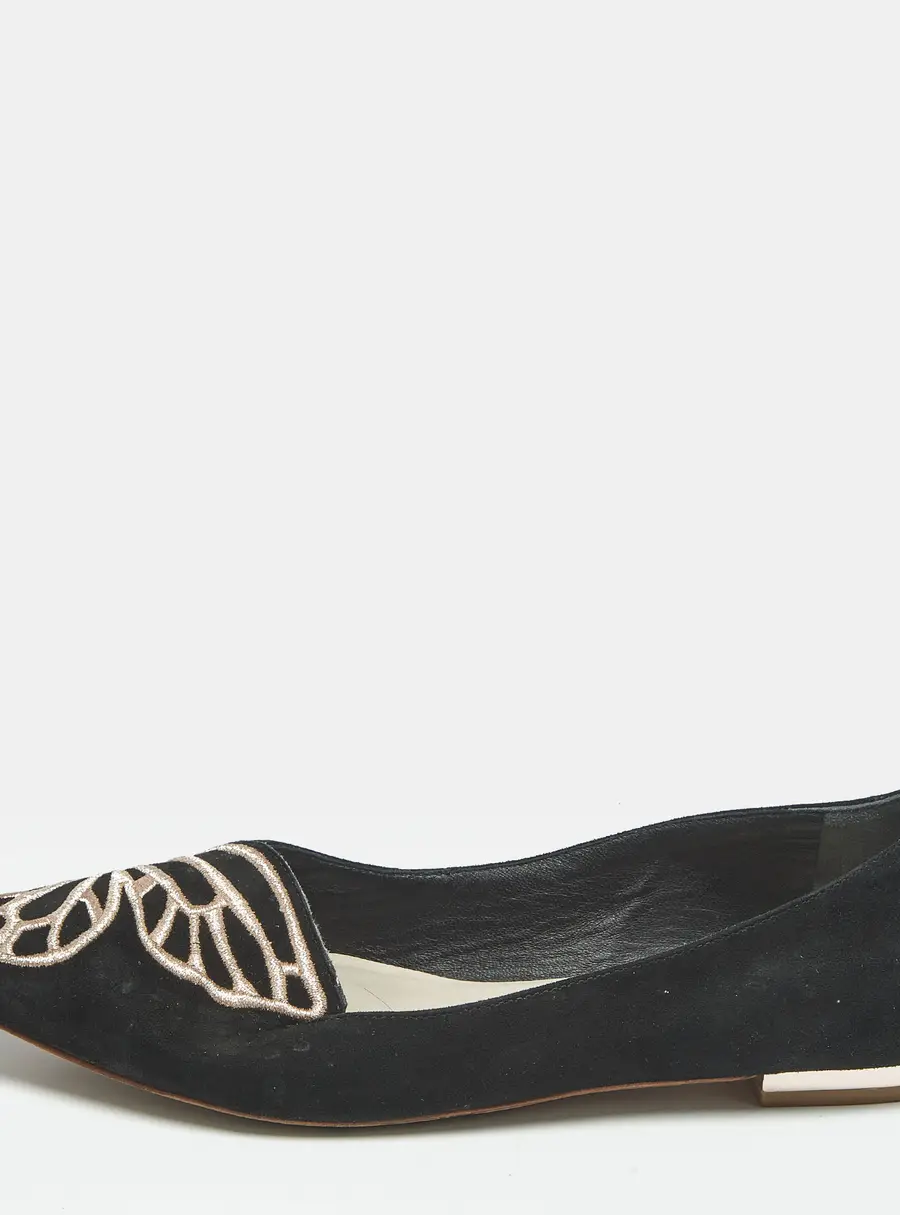 Sophia Webster Bibi Butterfly Size 38 Black Suede Smoking Slippers
