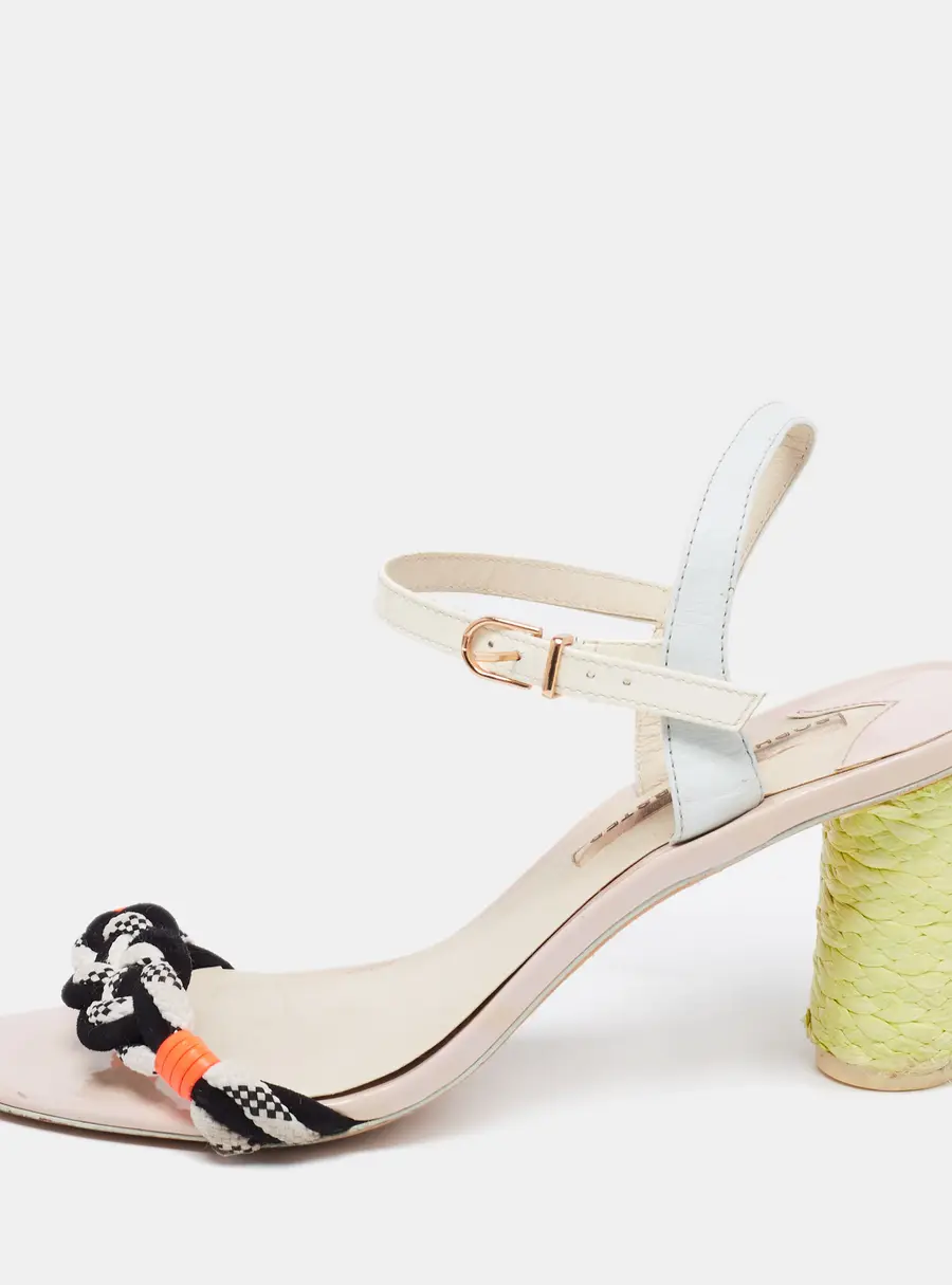 Sophia Webster Size 39 Multicolor Knit Fabric, Leather and Patent Leather Ankle Strap Sandals