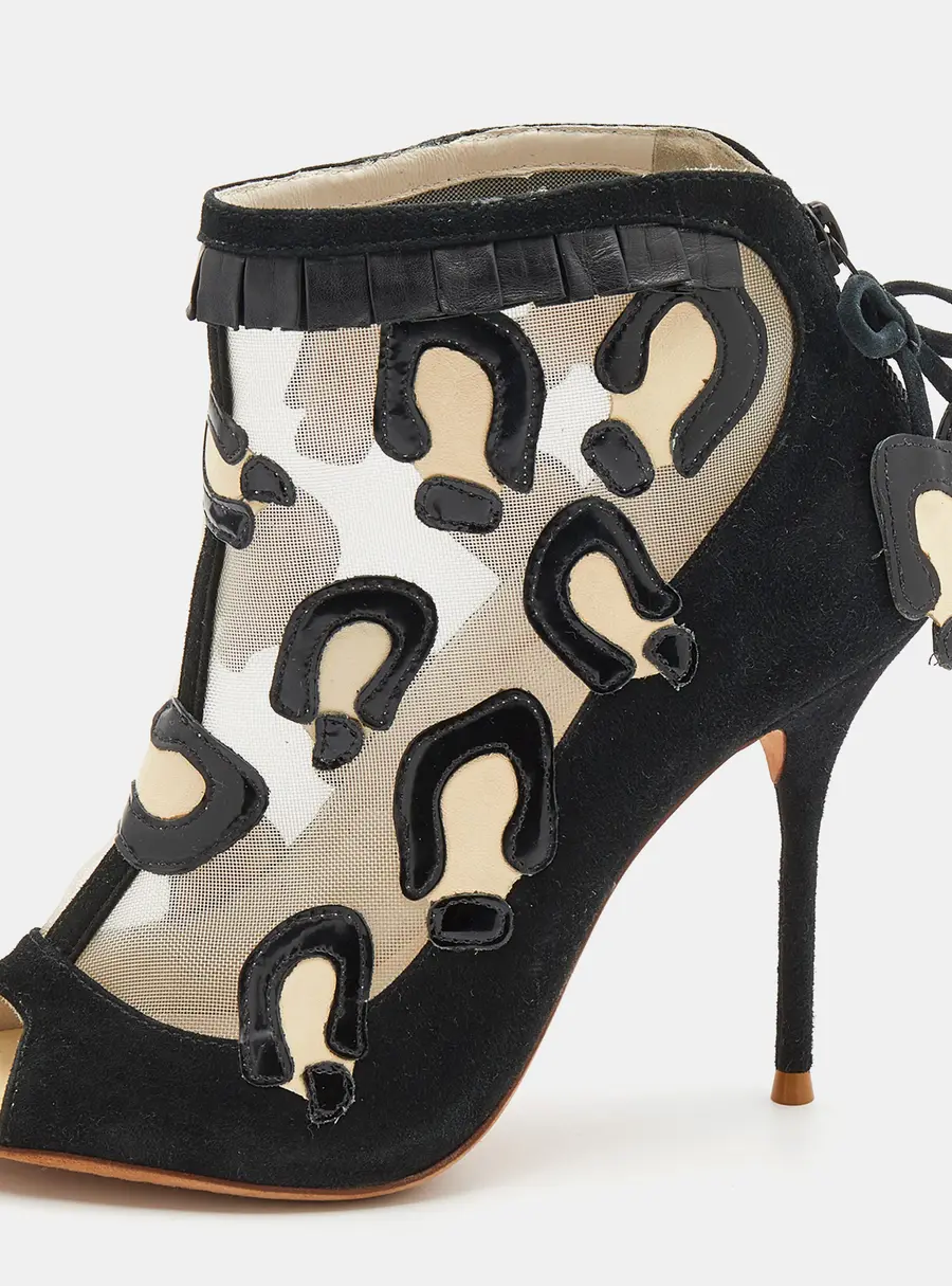 Sophia Webster Size 36 Black Leather, Mesh and Patent Leather Booties