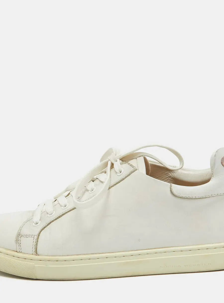 Sophia Webster White Leather Bibi Butterfly Sneakers Size 39
