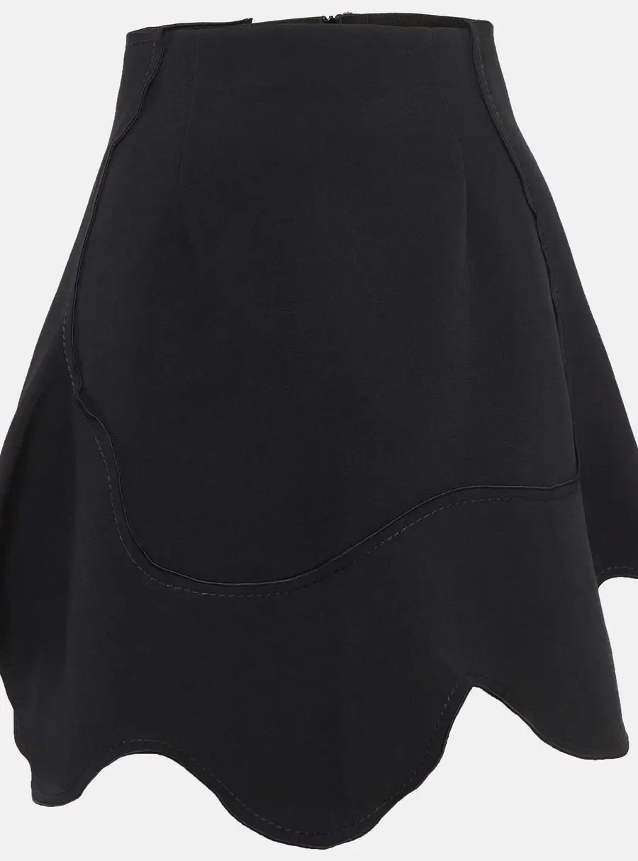 Sportmax Black Crepe Asymmetric Mini Skirt S