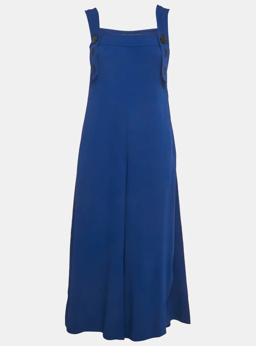 Sportmax Blue Crepe Shoulder Strap Jumpsuit XS