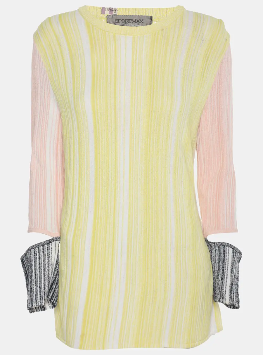 Sportmax Tri-Color Stretch Knit Long Sleeve Top L