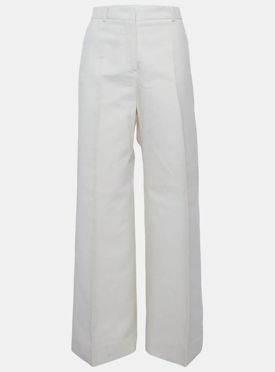 Sportmax Cream Gabardine Wide Leg Pants L