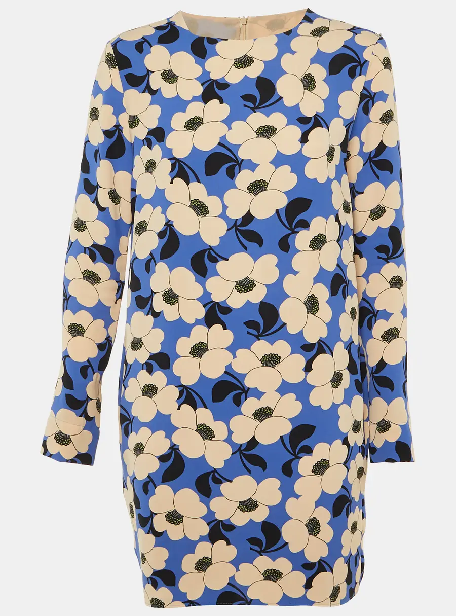Sportmax Code Blue Floral Print Crepe Mini Dress L