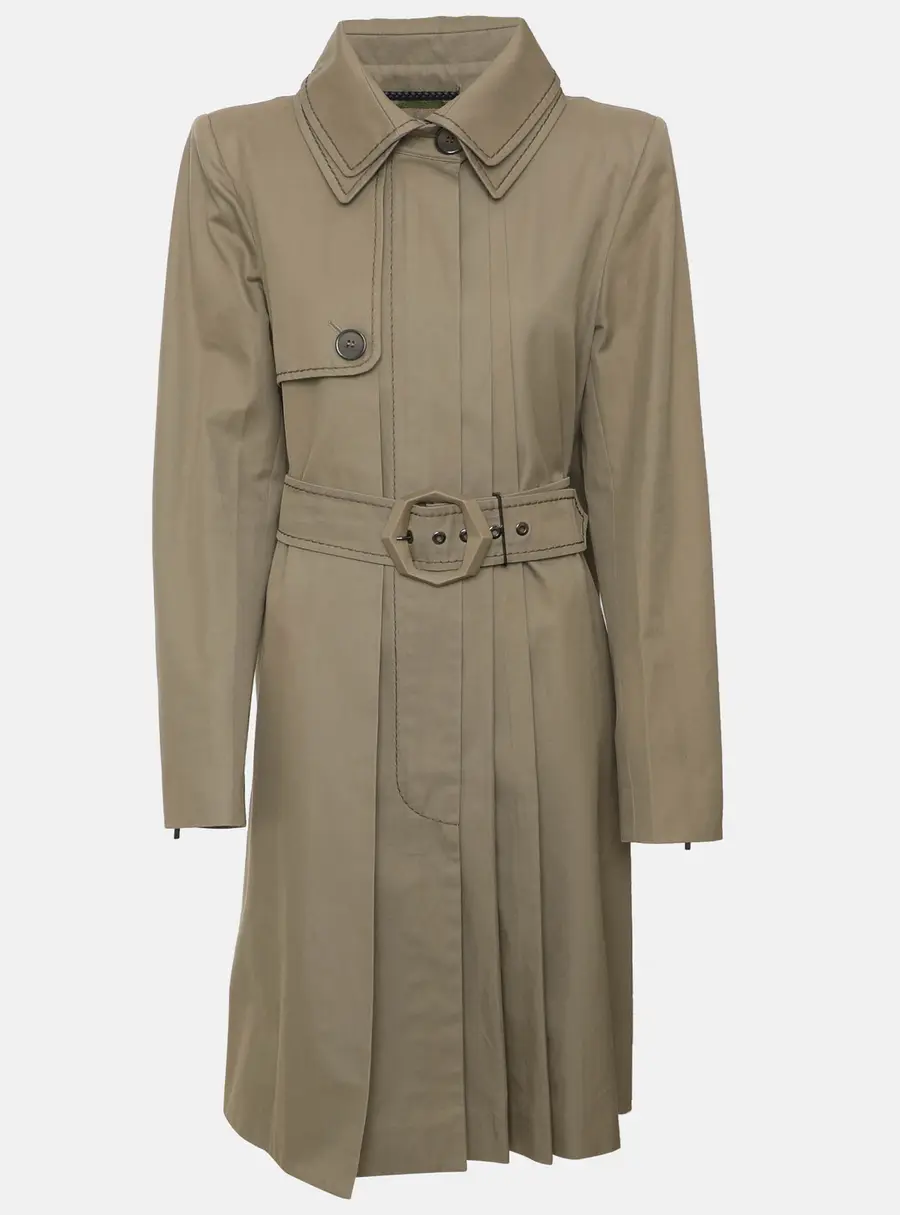 Sportmax Khaki Green Gabardine Trench Coat M