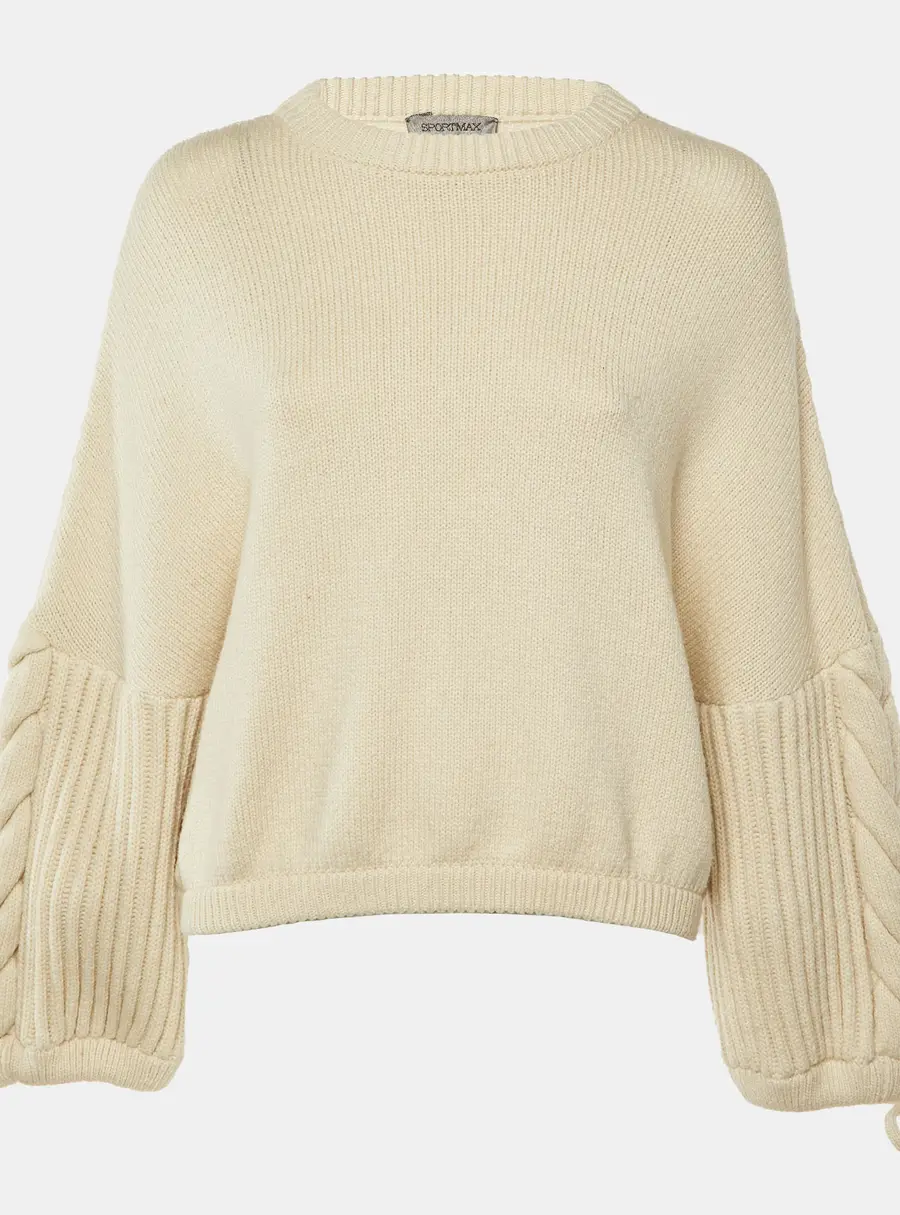 Sportmax Cream Knit Bell Sleeve Sweater S