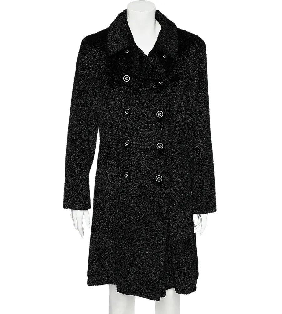Sportmax Black Faux Fur Double Breasted Coat M