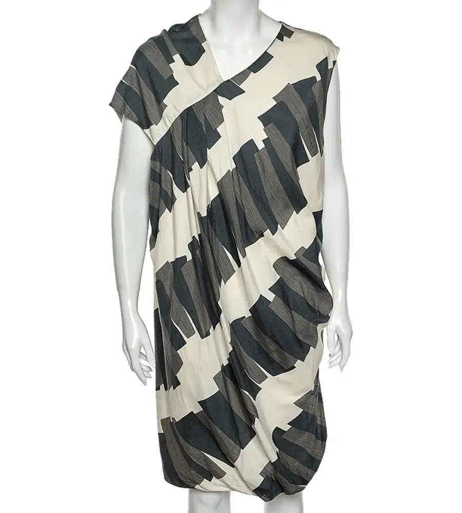 Sportmax Multicolored Printed Cotton Pleated Detailed Dress M