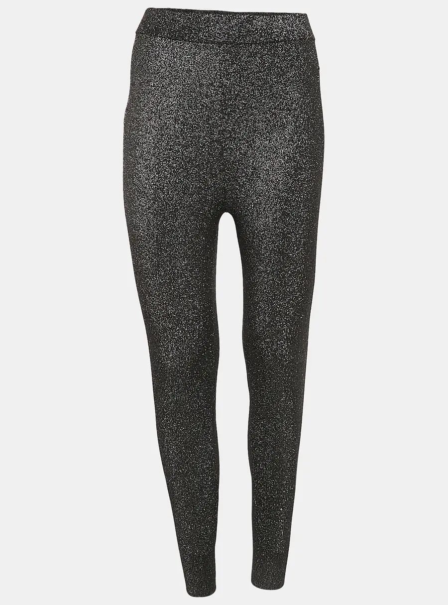 T by Alexander Wang Black/Metallic Lurex Knit Leggings M