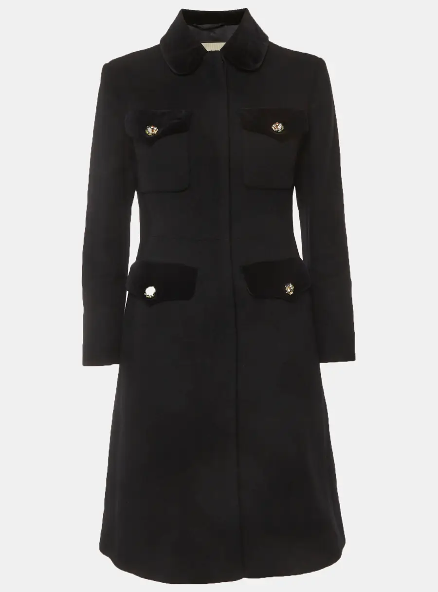 Gucci Black Velvet and Wool Felt Coat S