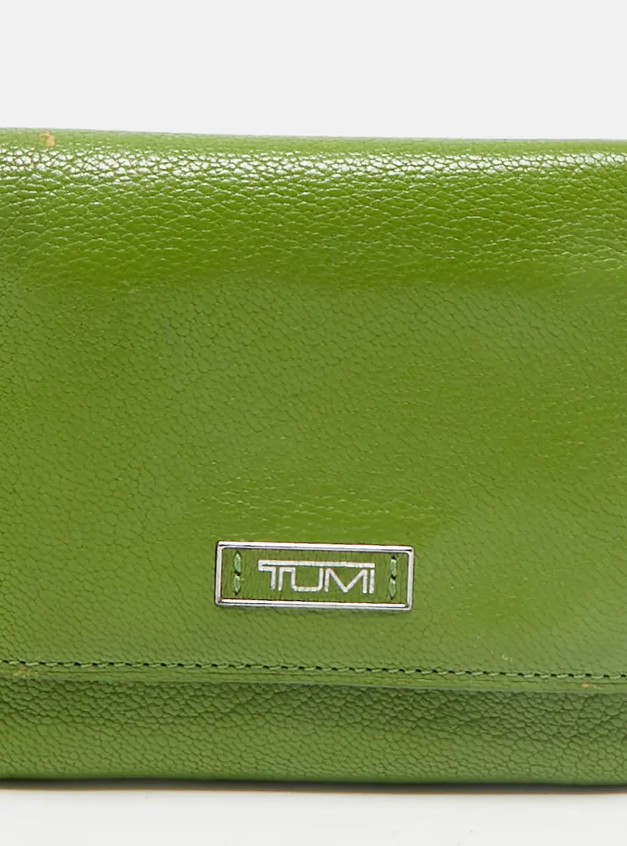 TUMI Green Leather Trifold Wallet