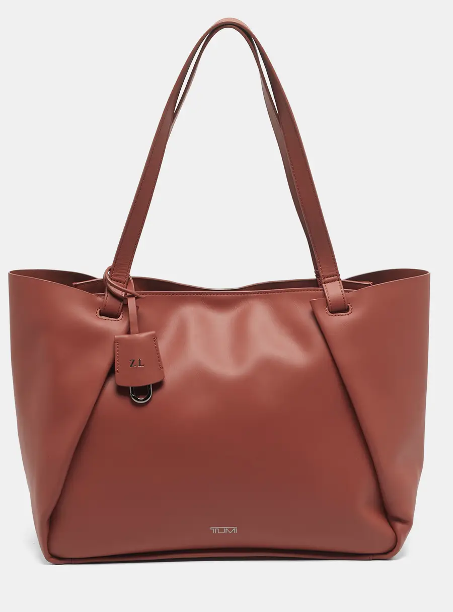 TUMI Brick Brown Leather Valorie Tote