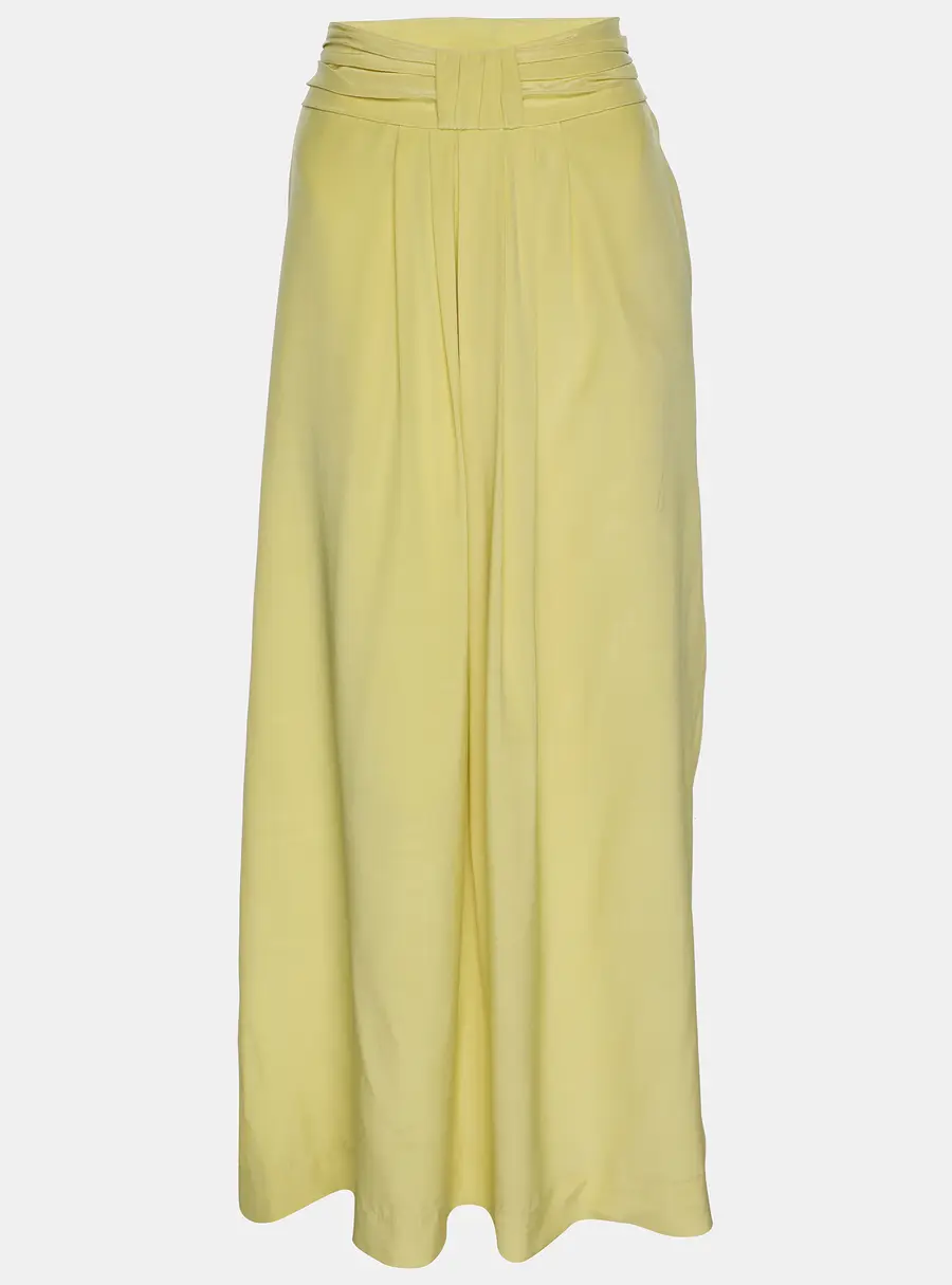 Twenty8Twelve Yellow Silk Pleated Midi Skirt S
