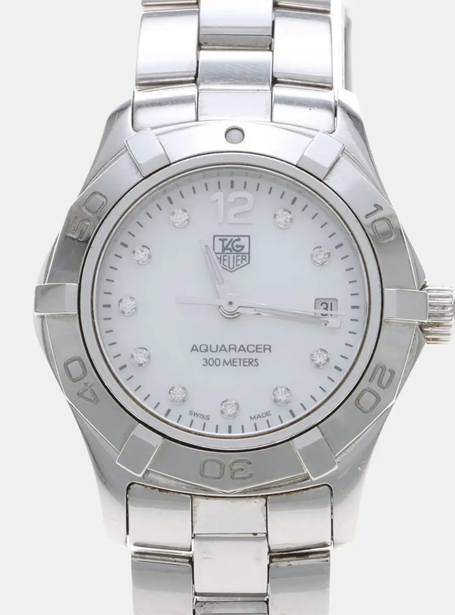 Tag Heuer Aquaracer WAF1415 Quartz White Diamonds Stainless Steel Women's Wristwatch 28mm