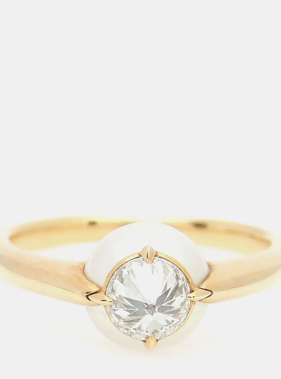 Tasaki Dasaki 18k Yellow Gold Diamond Refined Rebellion Ring EU 52