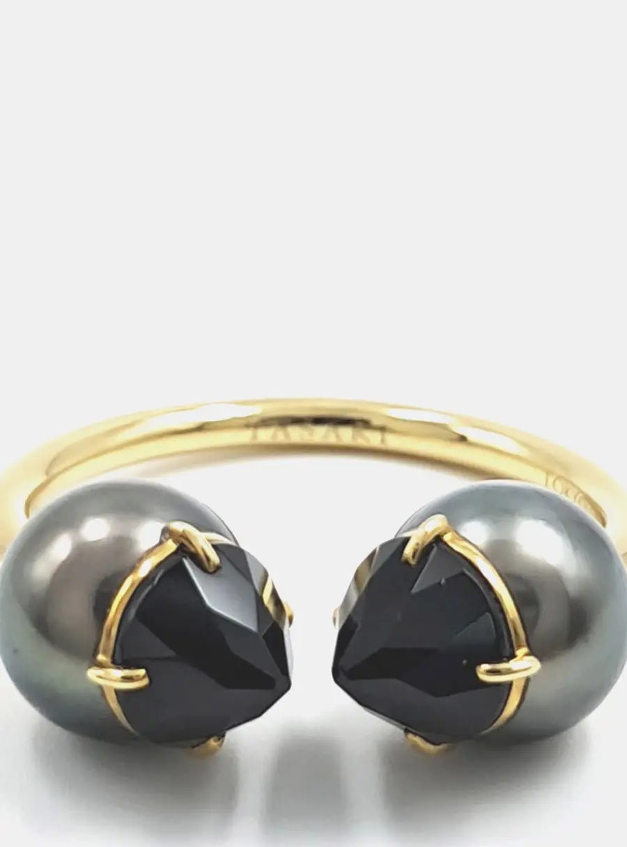 Tasaki Dasaki Refined Rebellion 18k Yellow Gold Pearl Ring EU 53