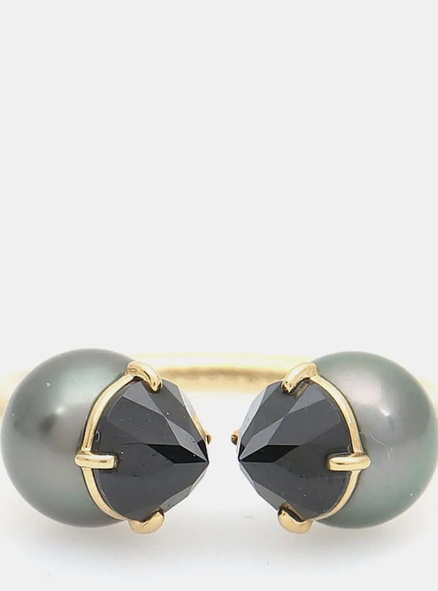 Tasaki Rebellion Pearl 18k Yellow Gold Ring EU 45