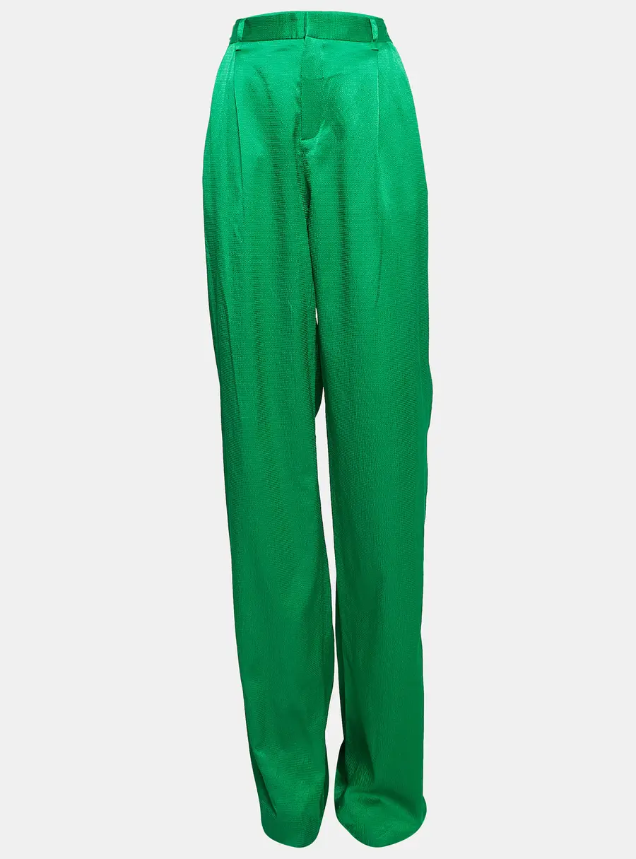 The Attico Green Satin Martellato Wide-Leg Pants M