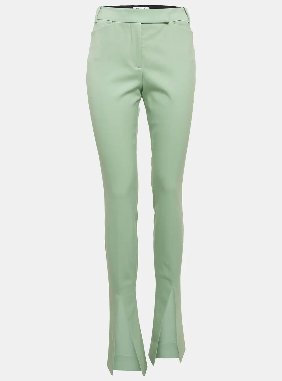 The Attico Green Wool Slit Detail Freja Skinny Pants M
