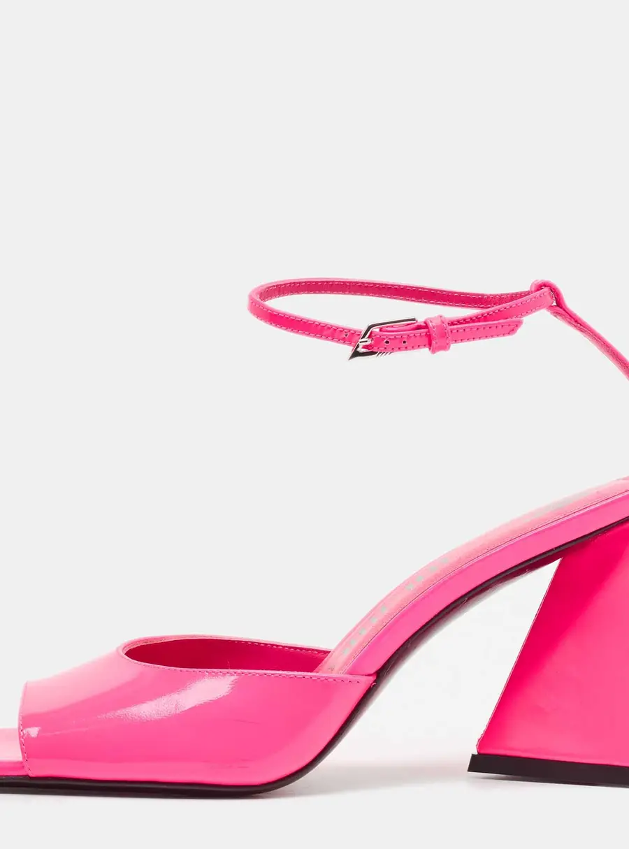 The Attico Pink Leather Piper Ankle Strap Sandals Size 38