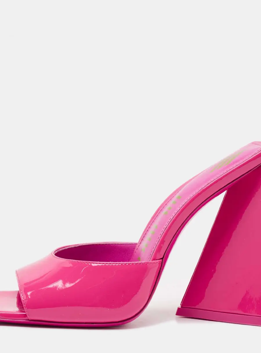 The Attico Fuchsia Patent Leather Devon Slide Sandals Size 37