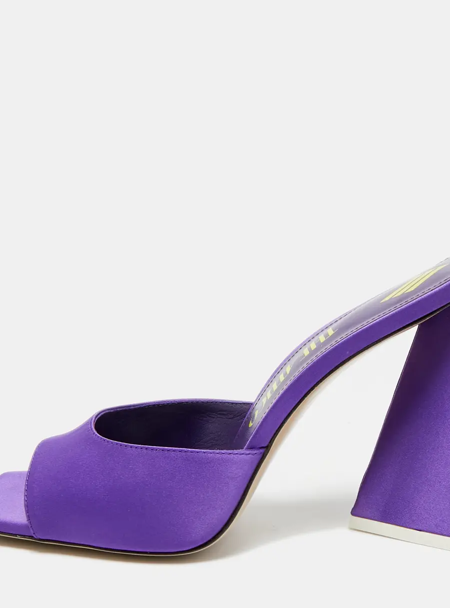 The Attico Devon Size 42 Purple Satin Block Heel Slide Sandals