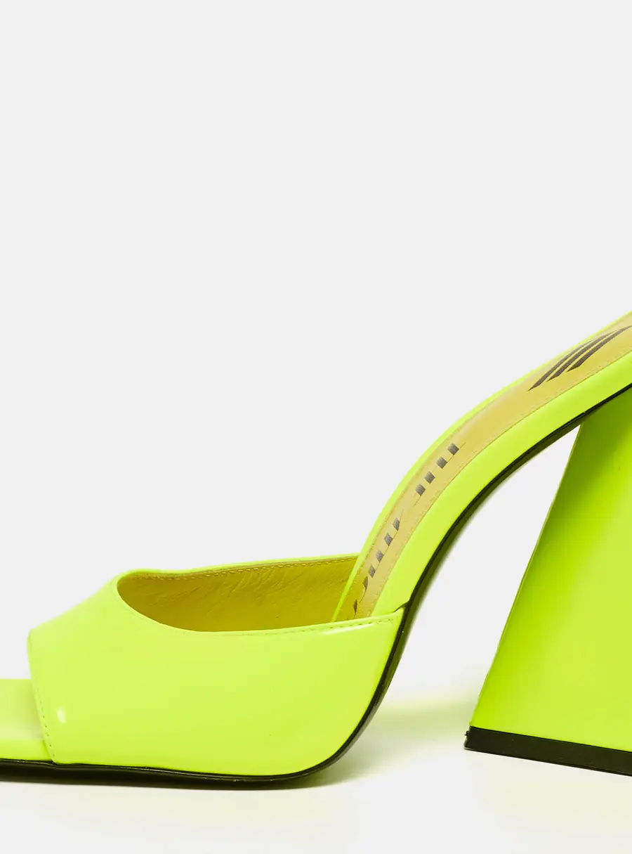 The Attico Devon Size 38 Green Patent Leather Slide Sandals