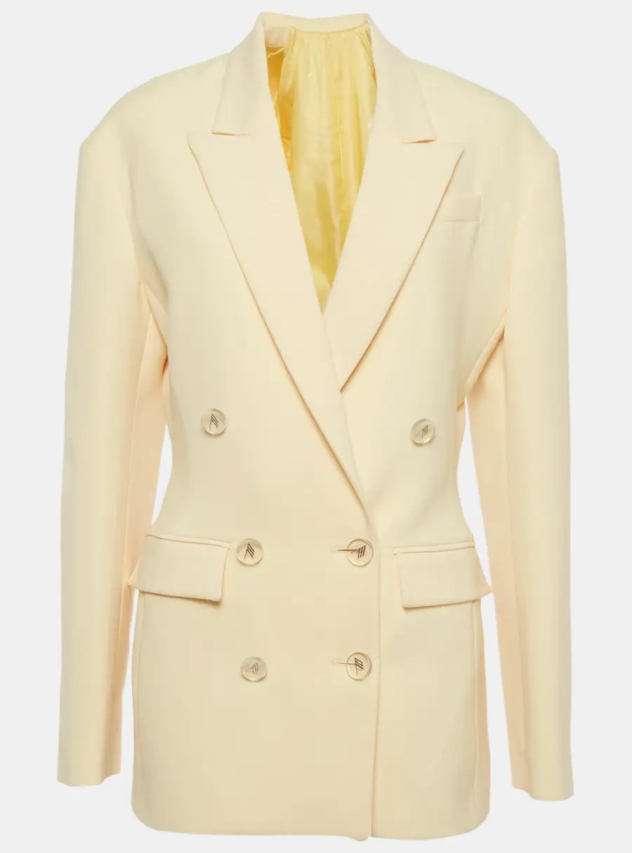 The Attico Yellow Crepe Double Breasted April Blazer M